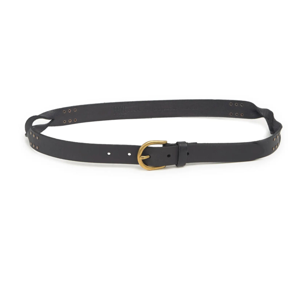 NEW FRYE Black D-Ring Twisted Stud Leather Belt size large